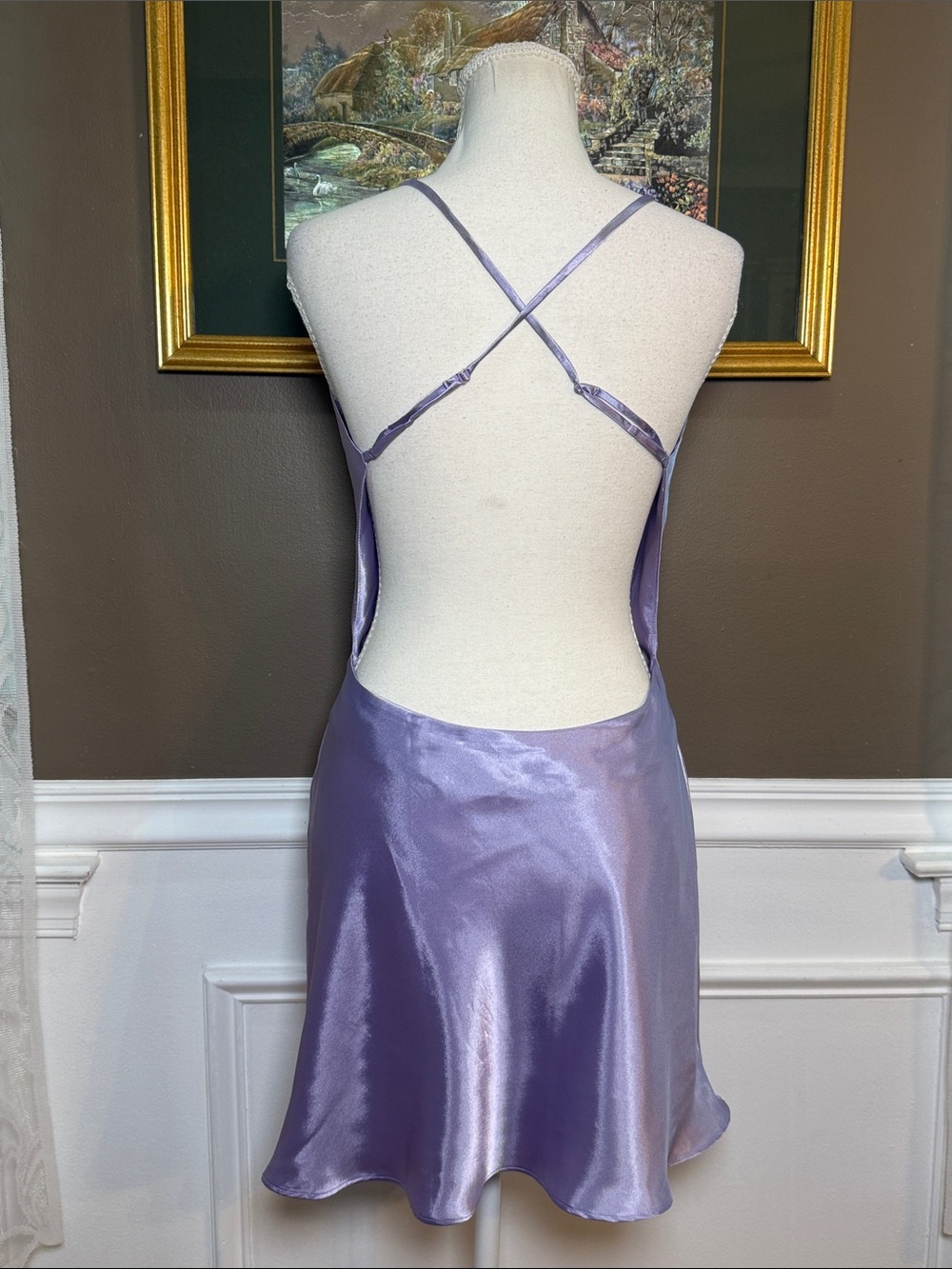 Y2K Victoria’s Secret Lilac Satin Open Back Slip Dress S - Picture 3 of 7